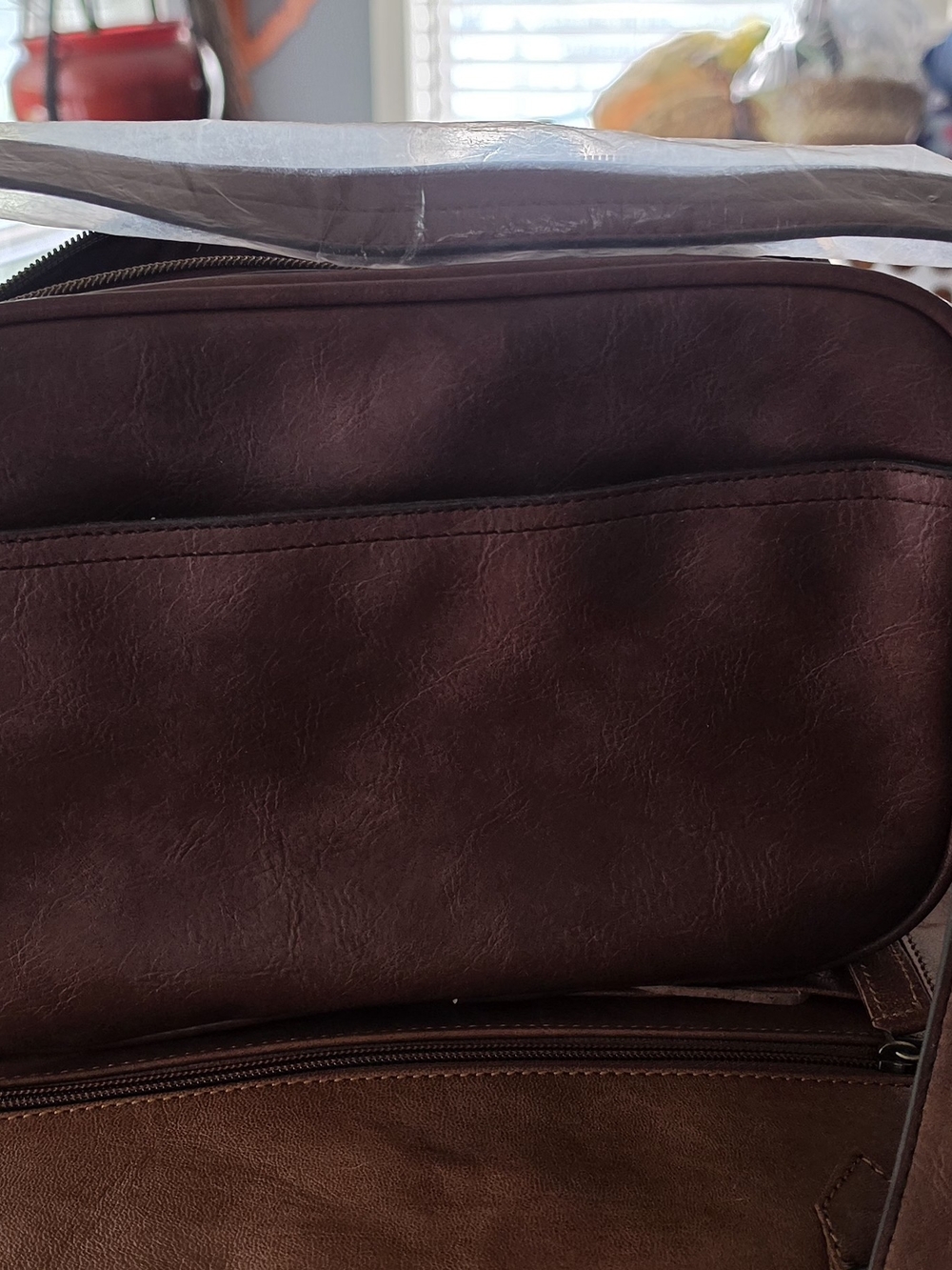 Time and Tru Crossbody Bag in Deep Burgundy and Brown